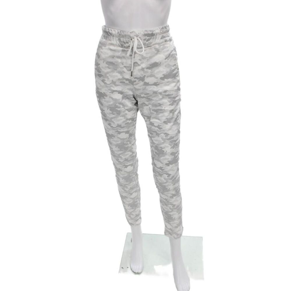 Flog Womens White Camo Jogger Pants Drawstring 98% Cotton Lycra Size 29